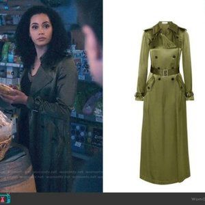 Fleur du Mal Satin Trench Coat 8 Army Green